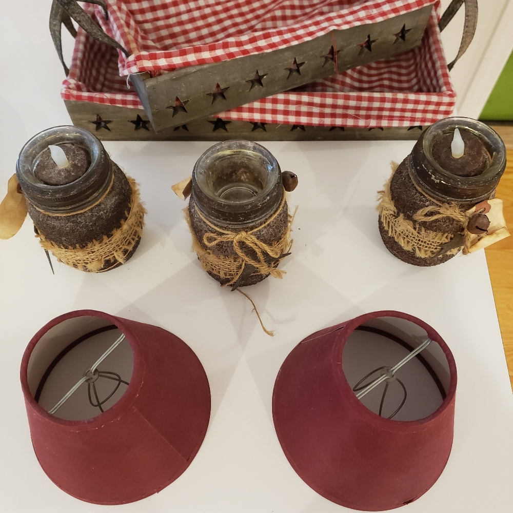 Asst Country Decor Tray Candle Lamp Shades